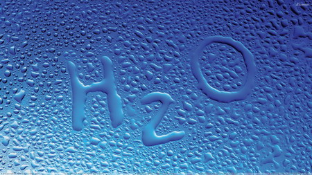 H2o Water Drops On Blue Background450
